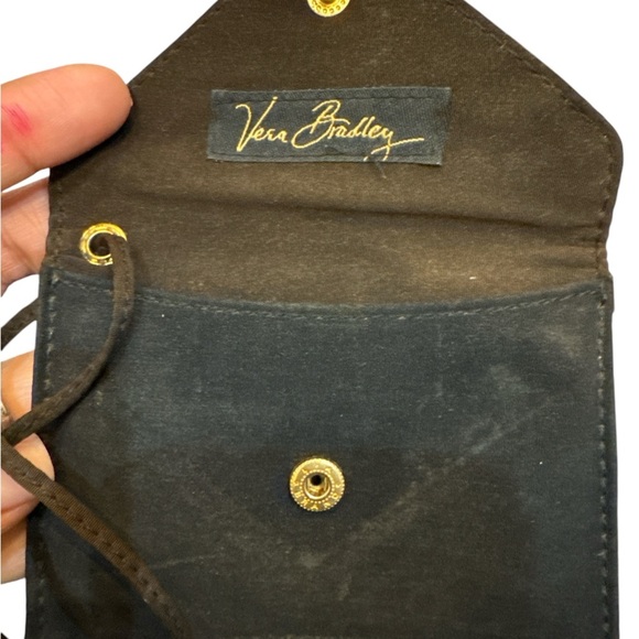 Vera Bradley ID Card Envelope Wristlet Black Brown‎ - Picture 2 of 3